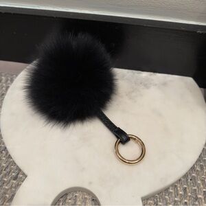 Black Fur Pom Pom Keychain